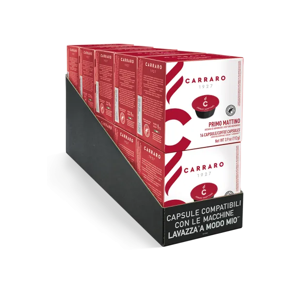 Primo Mattino – 10 astucci da 16 capsule, totale 160 capsule compatibili A Modo Mio®*