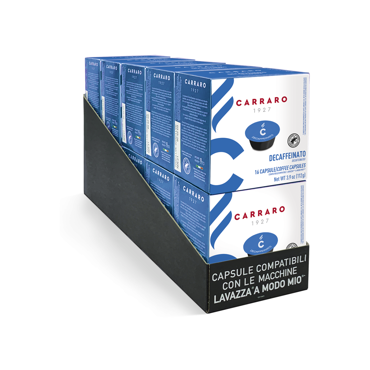 Decaffeinato - 10 astucci da 16 capsule, totale 160 capsule compatibili A Modo Mio®*