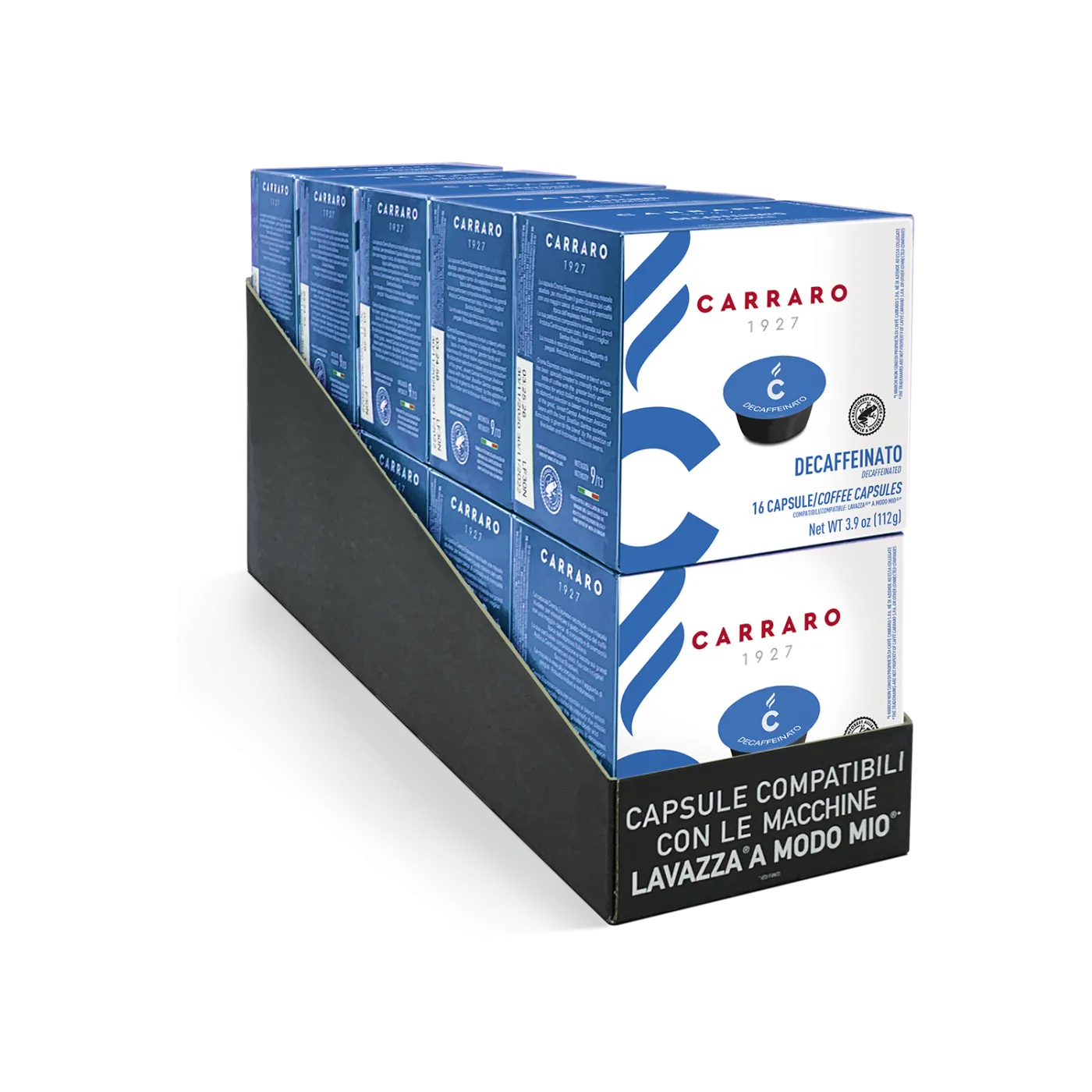 Decaffeinato – 10 astucci da 16 capsule, totale 160 capsule compatibili A Modo Mio®*